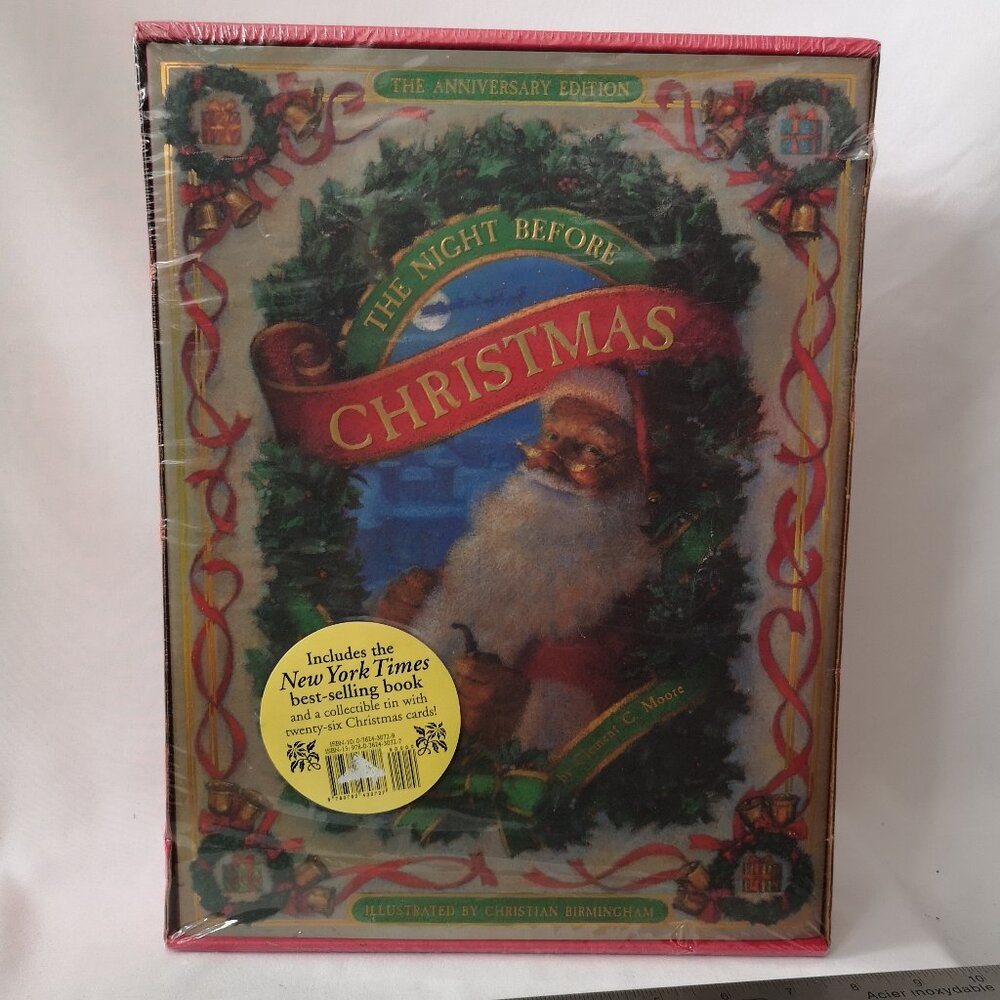 New Old Stock Vintage The Night Before Christmas Gift Set Book, Cards and Tin